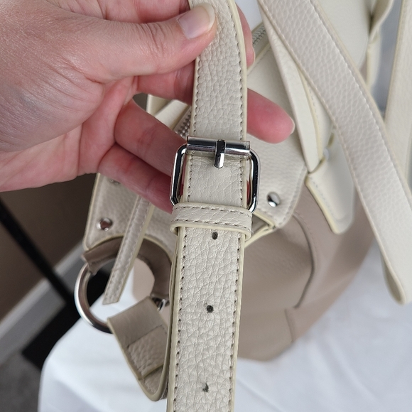 Perlina Emma Leather Satchel ivory/taupe GUC - Picture 7 of 13